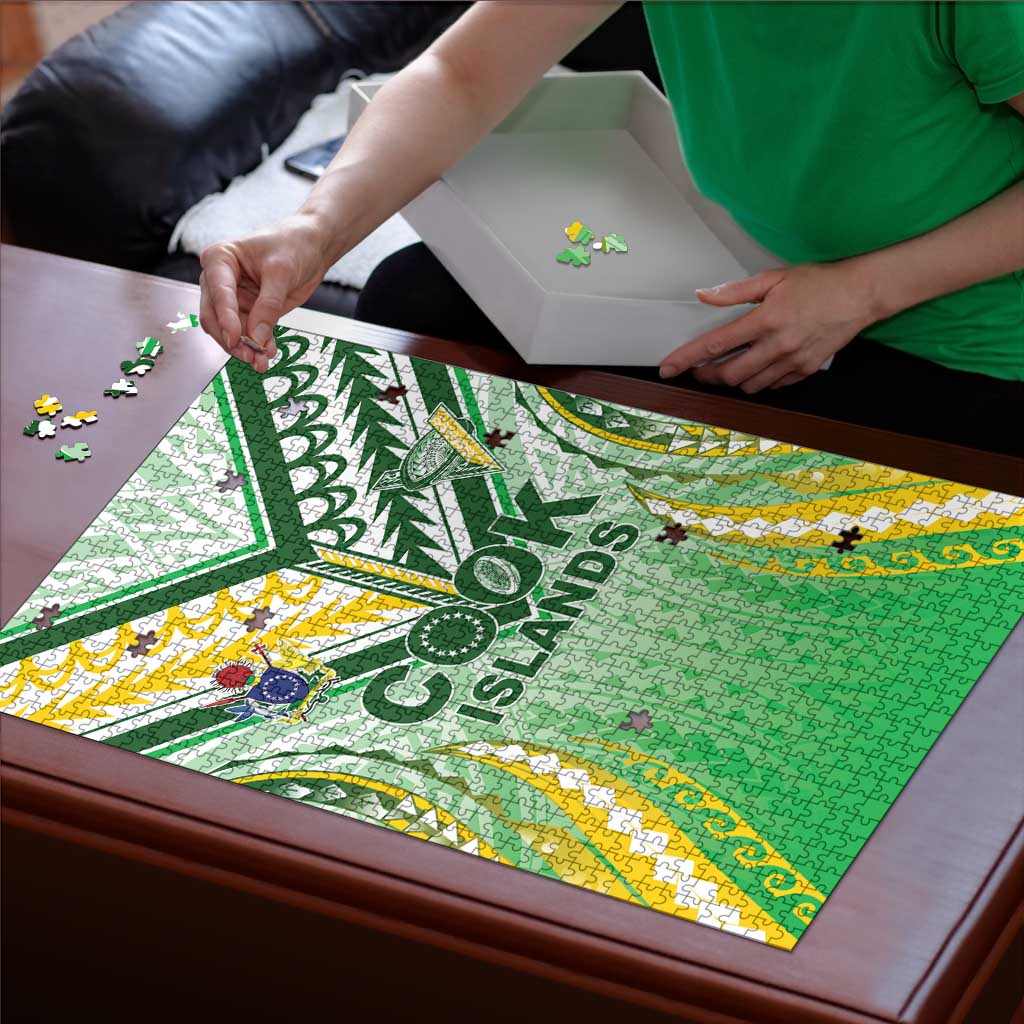 Cook Islands Rugby Puzzle Unique Style White Version LT05 - Polynesian Pride