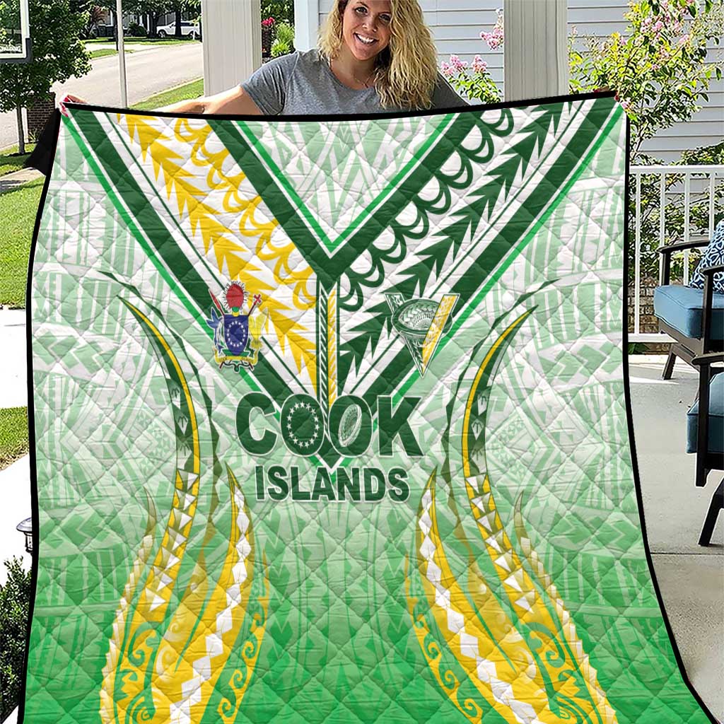 Cook Islands Rugby Quilt Unique Style White Version LT05 White - Polynesian Pride