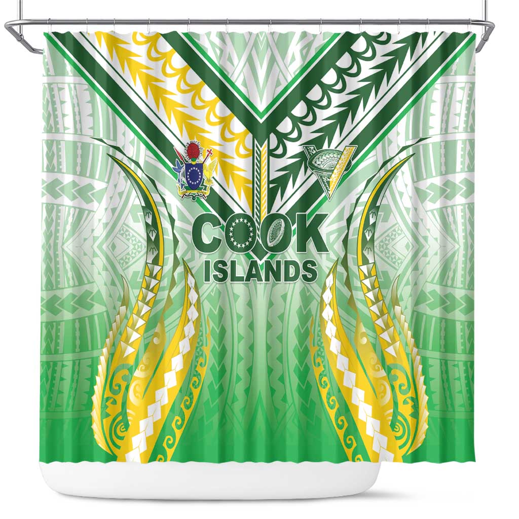 Cook Islands Rugby Shower Curtain Unique Style White Version LT05 White - Polynesian Pride