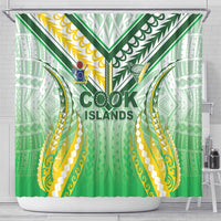 Cook Islands Rugby Shower Curtain Unique Style White Version LT05 - Polynesian Pride