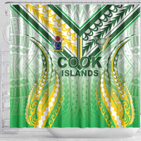 Cook Islands Rugby Shower Curtain Unique Style White Version LT05 - Polynesian Pride