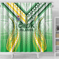Cook Islands Rugby Shower Curtain Unique Style White Version LT05 - Polynesian Pride