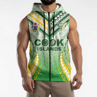 Custom Cook Islands Rugby Sleeveless Zip Hoodie Unique Style White Version LT05 - Polynesian Pride