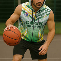 Custom Cook Islands Rugby Sleeveless Zip Hoodie Unique Style White Version LT05 - Polynesian Pride