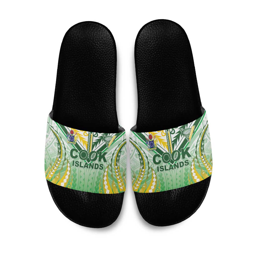 Cook Islands Rugby Slide Sandals Unique Style White Version LT05 White - Polynesian Pride