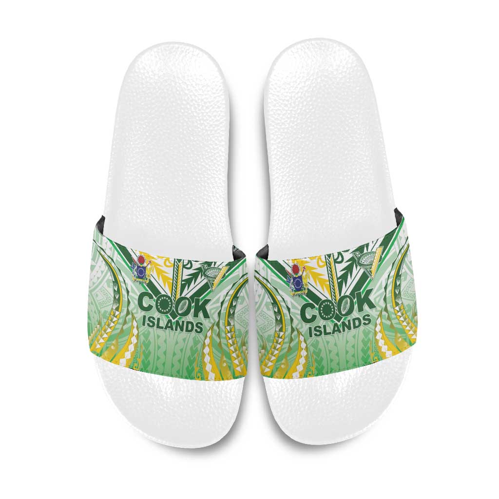 Cook Islands Rugby Slide Sandals Unique Style White Version LT05 White - Polynesian Pride
