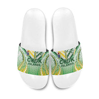 Cook Islands Rugby Slide Sandals Unique Style White Version LT05 White - Polynesian Pride