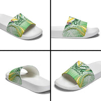 Cook Islands Rugby Slide Sandals Unique Style White Version LT05 - Polynesian Pride
