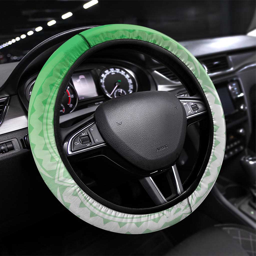 Cook Islands Rugby Steering Wheel Cover Unique Style White Version LT05 Universal Fit White - Polynesian Pride