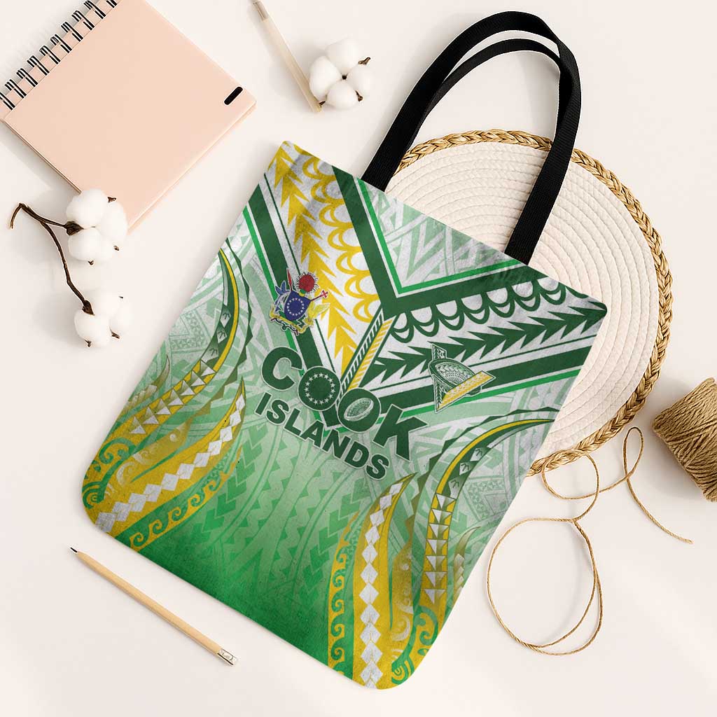 Cook Islands Rugby Tote Bag Unique Style White Version LT05 Black Strap One Size White - Polynesian Pride