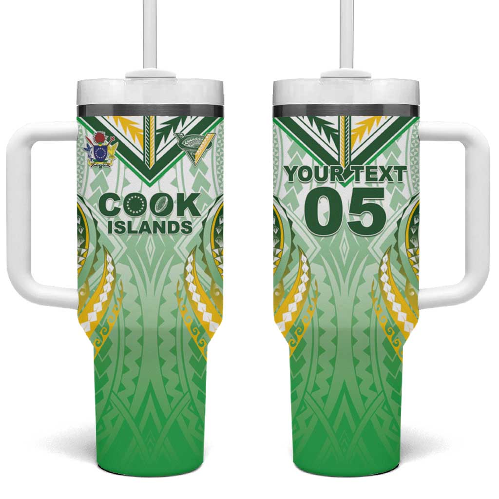 Custom Cook Islands Rugby Tumbler With Handle Unique Style White Version LT05 One Size: 40 oz White - Polynesian Pride