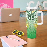 Custom Cook Islands Rugby Tumbler With Handle Unique Style White Version LT05 - Polynesian Pride