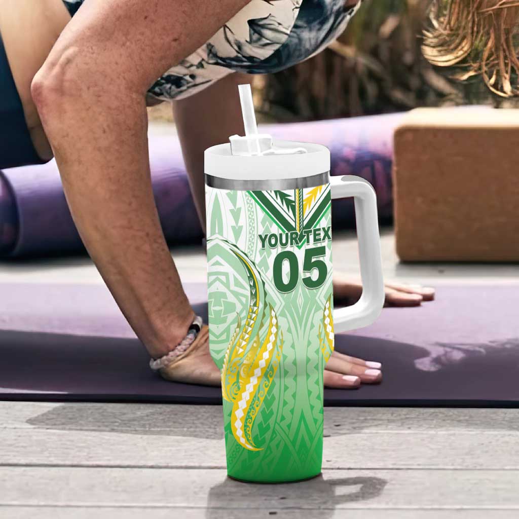 Custom Cook Islands Rugby Tumbler With Handle Unique Style White Version LT05 - Polynesian Pride