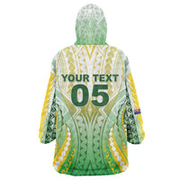 Custom Cook Islands Rugby Wearable Blanket Hoodie Unique Style White Version LT05 - Polynesian Pride
