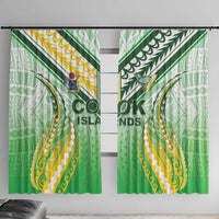 Cook Islands Rugby Window Curtain Unique Style White Version LT05 With Hooks White - Polynesian Pride