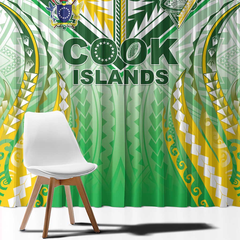 Cook Islands Rugby Window Curtain Unique Style White Version LT05 - Polynesian Pride