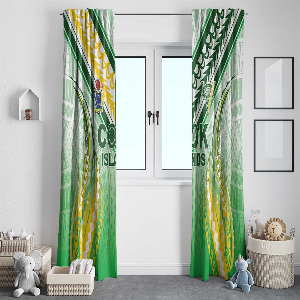 Cook Islands Rugby Window Curtain Unique Style White Version LT05 - Polynesian Pride