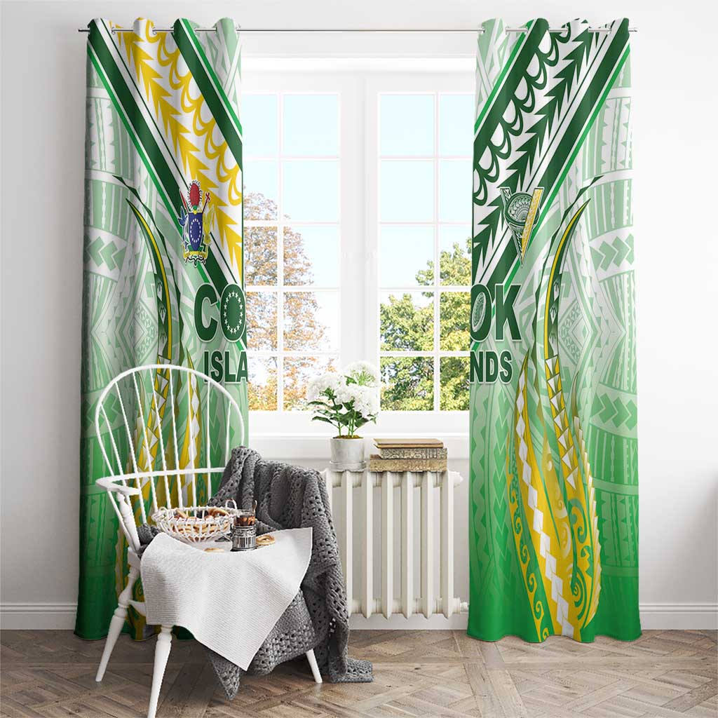Cook Islands Rugby Window Curtain Unique Style White Version LT05 - Polynesian Pride