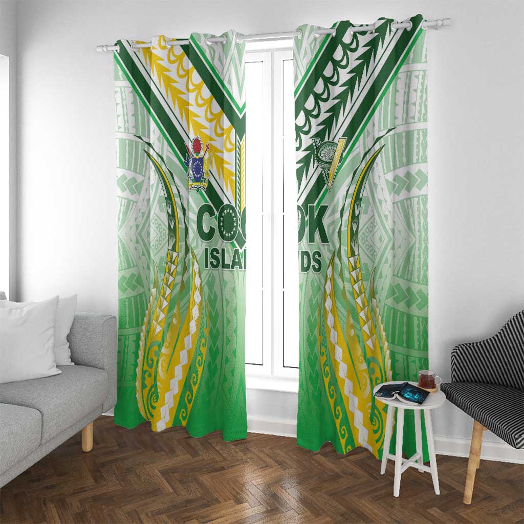 Cook Islands Rugby Window Curtain Unique Style White Version LT05 With Grommets White - Polynesian Pride