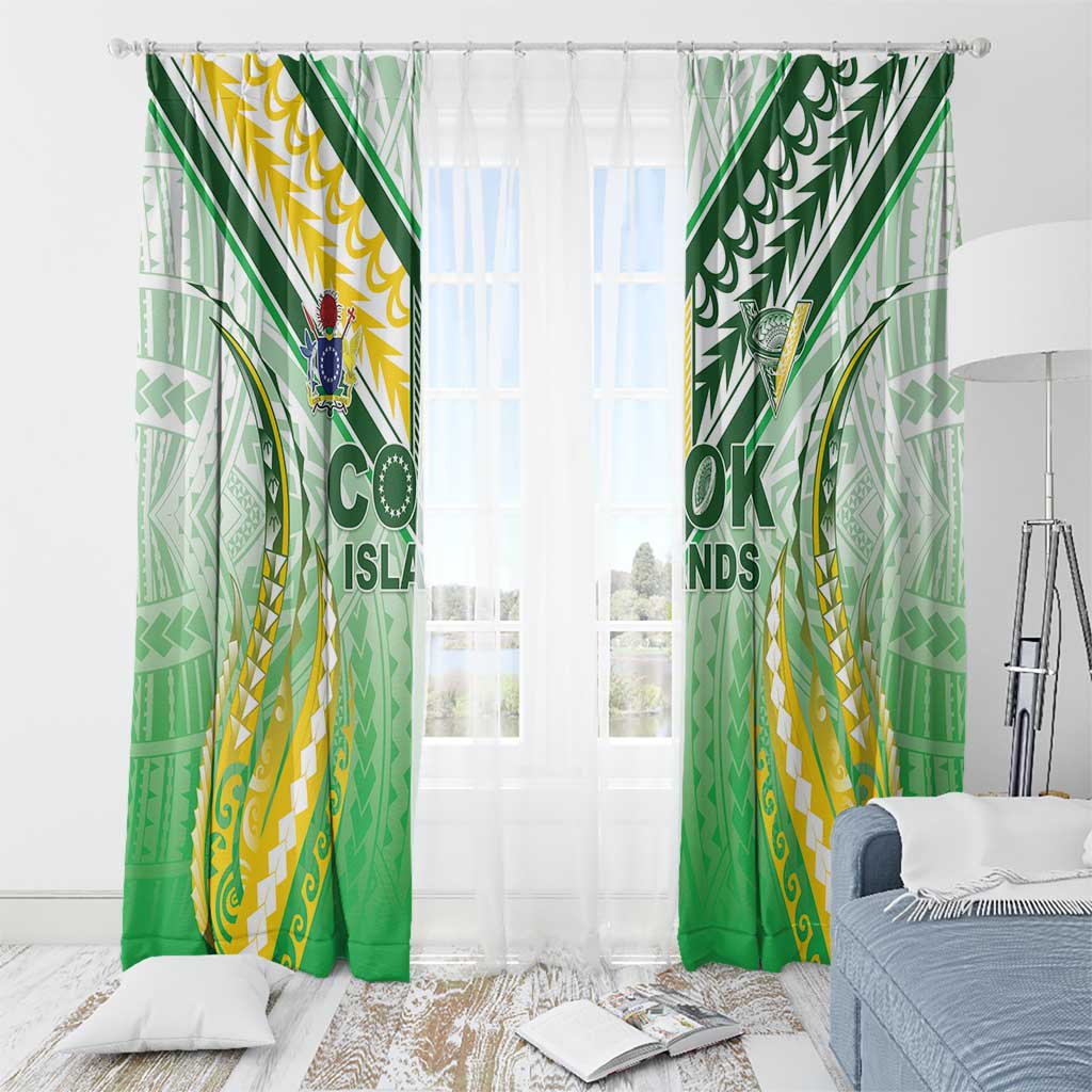Cook Islands Rugby Window Curtain Unique Style White Version LT05 - Polynesian Pride