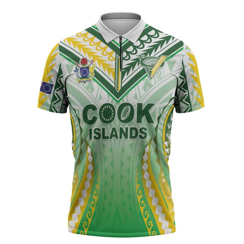 Custom Cook Islands Rugby Zipper Polo Shirt Unique Style White Version LT05 White - Polynesian Pride