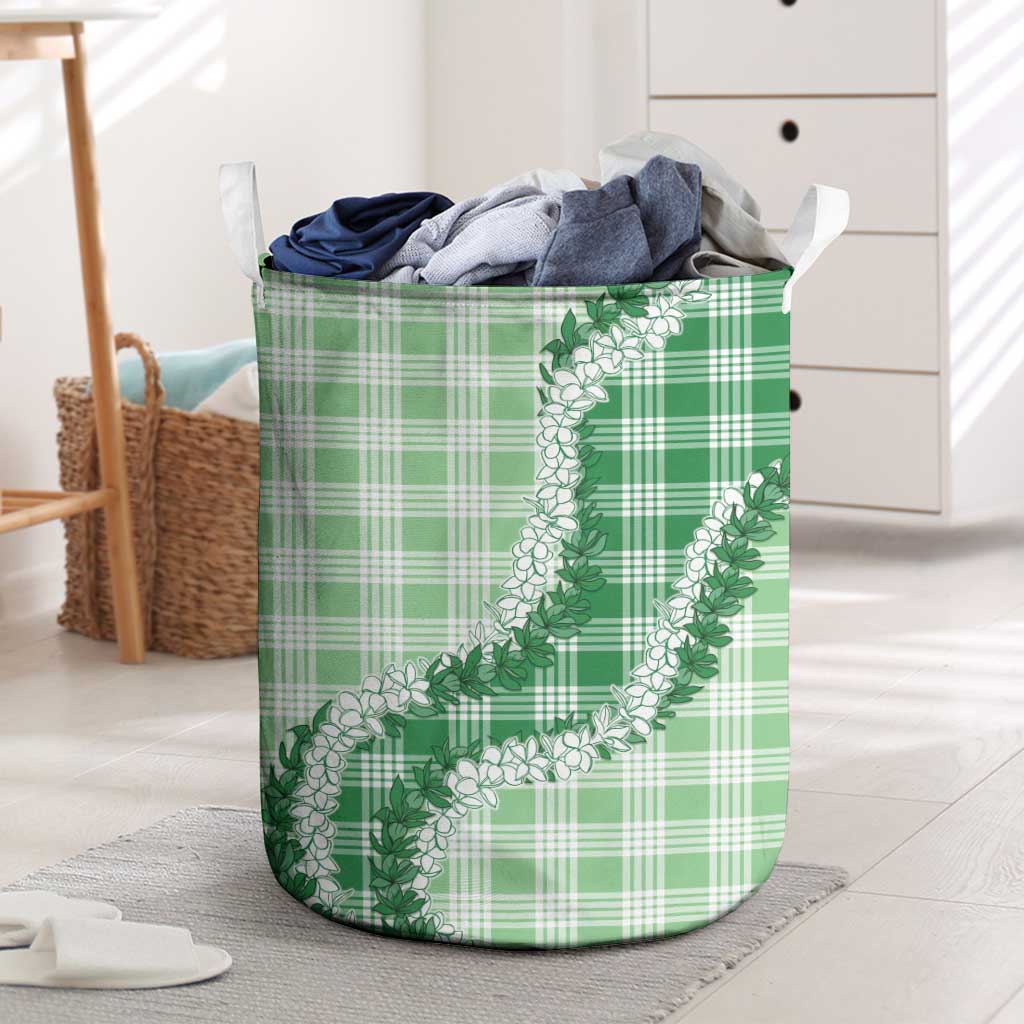 Green Hawaii Palaka Laundry Basket Hawaiian Honohono Lei LT05 Green - Polynesian Pride
