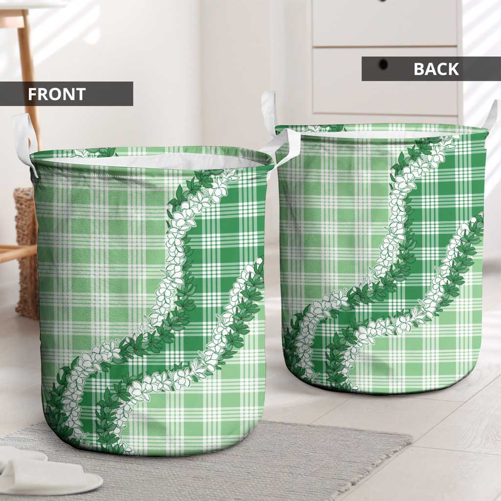 Green Hawaii Palaka Laundry Basket Hawaiian Honohono Lei LT05 - Polynesian Pride