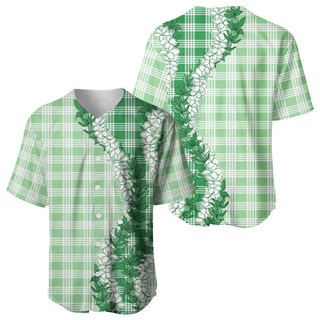 Green Hawaii Palaka Baseball Jersey Hawaiian Honohono Lei LT05 - Polynesian Pride