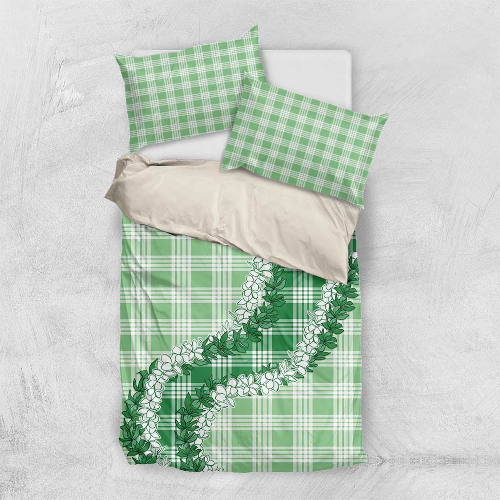 Green Hawaii Palaka Bedding Set Hawaiian Honohono Lei LT05 US Twin 172cm x 218cm Green - Polynesian Pride