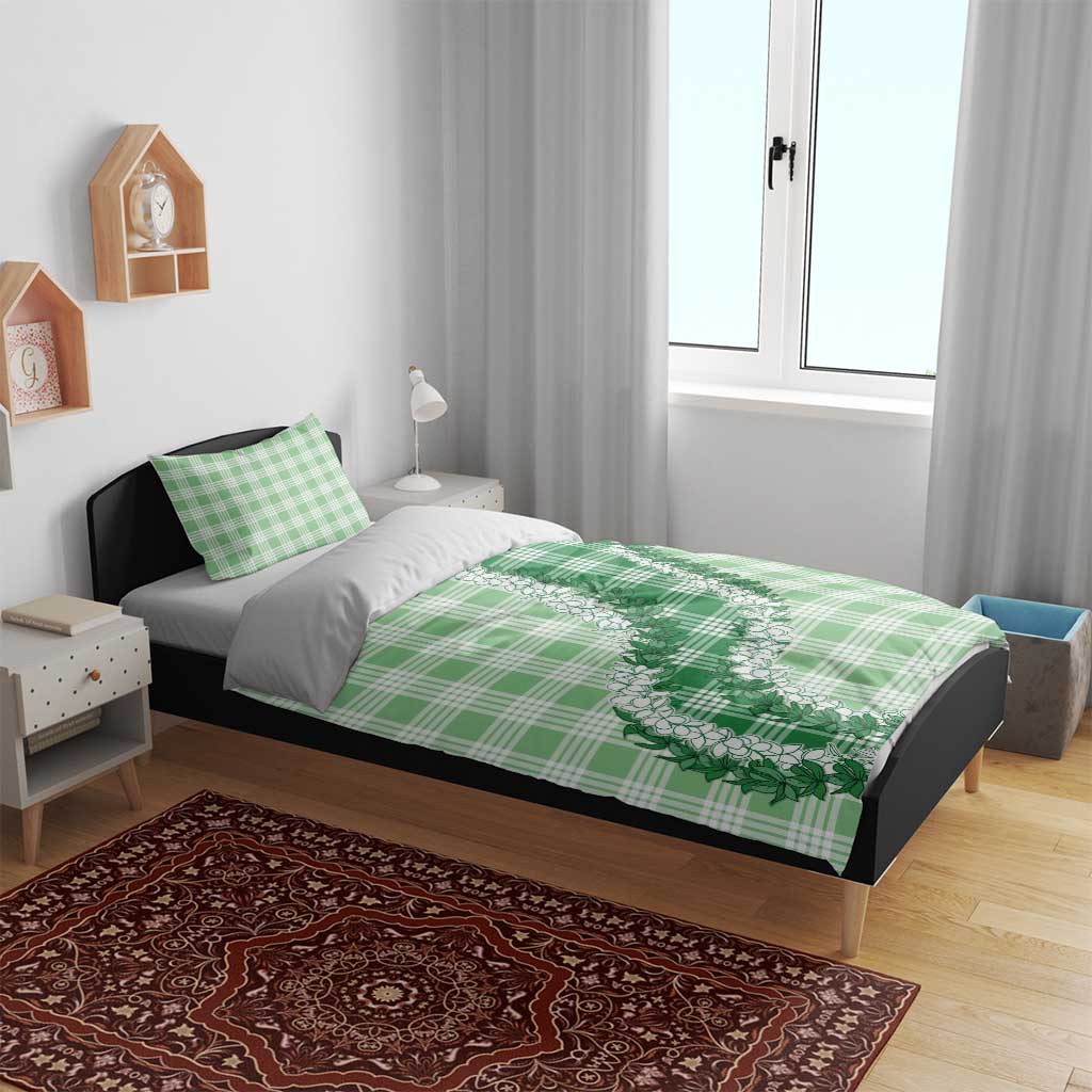 Green Hawaii Palaka Bedding Set Hawaiian Honohono Lei LT05 - Polynesian Pride