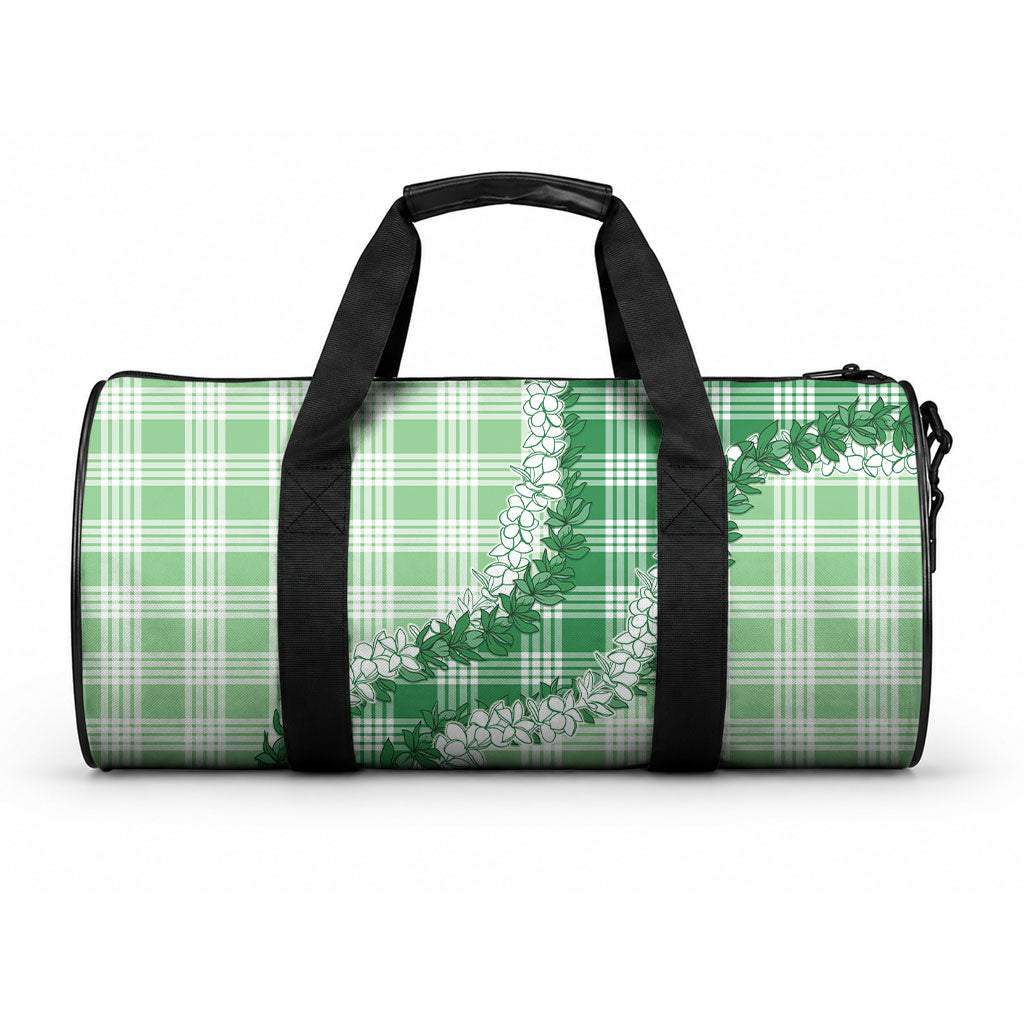 Green Hawaii Palaka Duffle Bag Hawaiian Honohono Lei