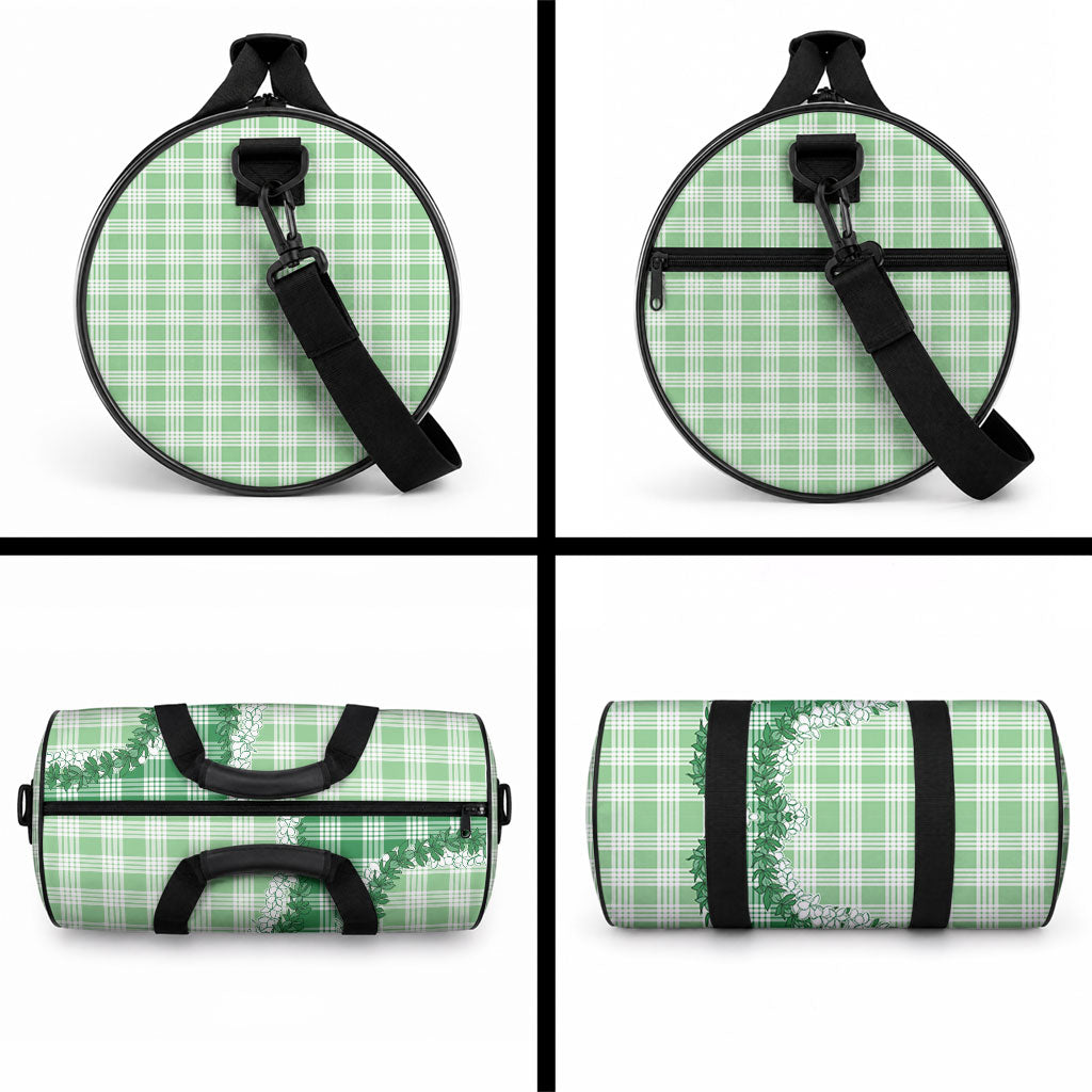 Green Hawaii Palaka Duffle Bag Hawaiian Honohono Lei