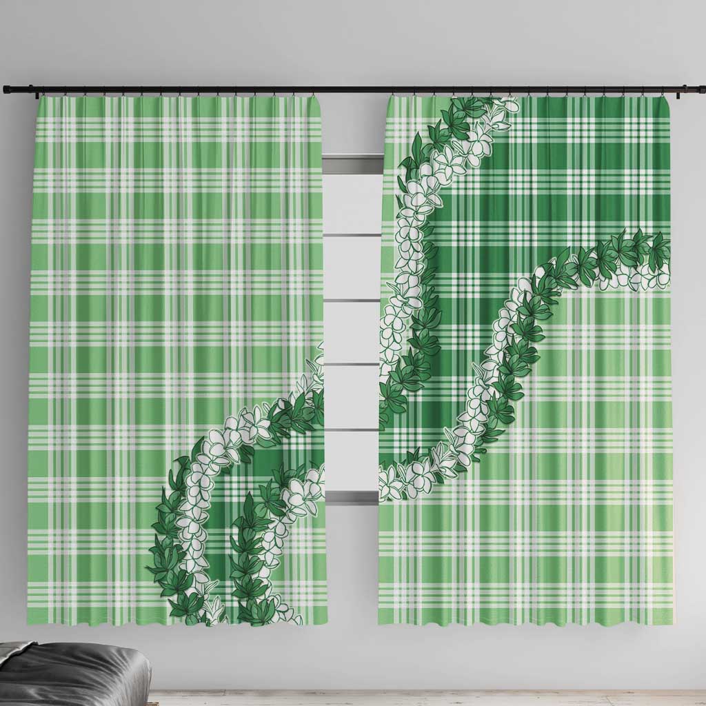 Green Hawaii Palaka Window Curtain Hawaiian Honohono Lei LT05 With Hooks Green - Polynesian Pride