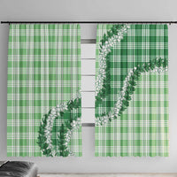 Green Hawaii Palaka Window Curtain Hawaiian Honohono Lei LT05 With Hooks Green - Polynesian Pride