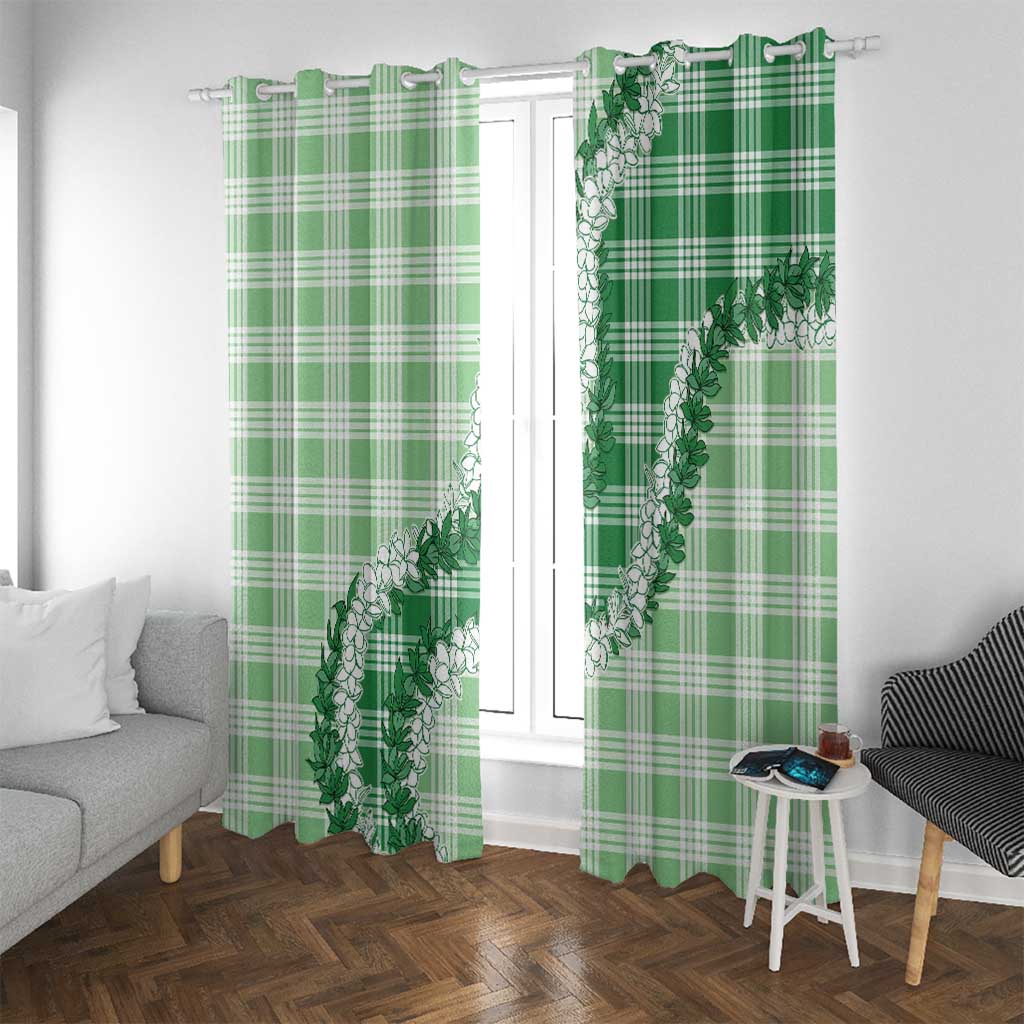 Green Hawaii Palaka Window Curtain Hawaiian Honohono Lei LT05 With Grommets Green - Polynesian Pride