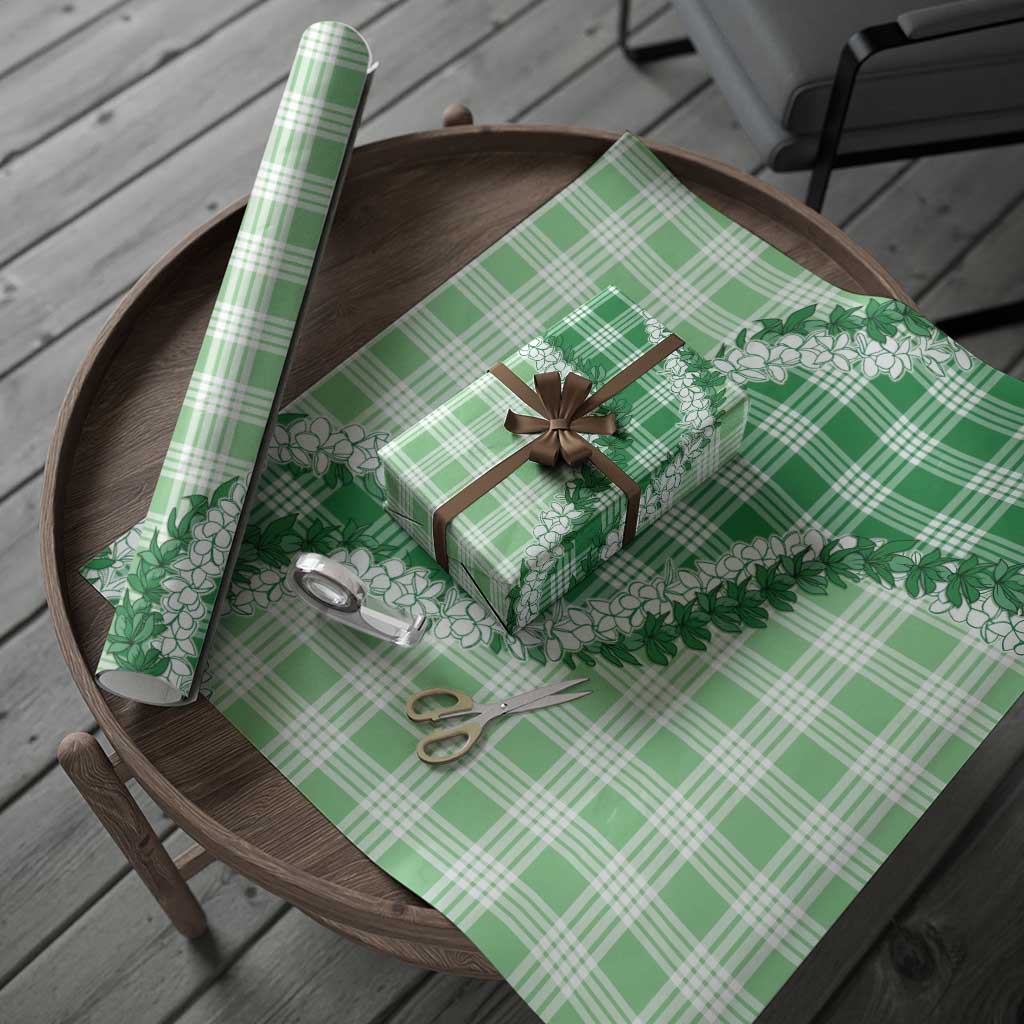 Green Hawaii Palaka Wrapping Paper Hawaiian Honohono Lei LT05 - Polynesian Pride