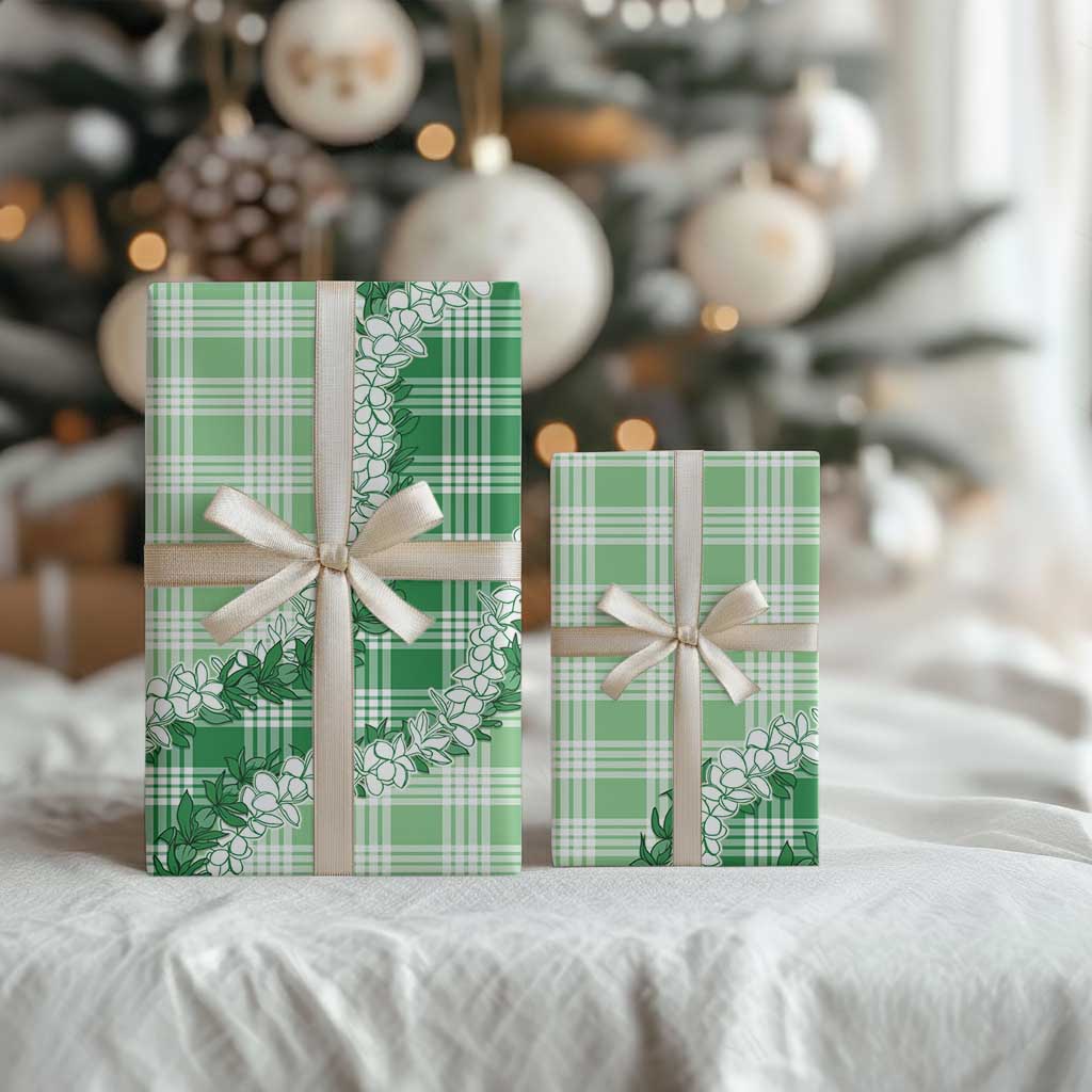 Green Hawaii Palaka Wrapping Paper Hawaiian Honohono Lei LT05 - Polynesian Pride