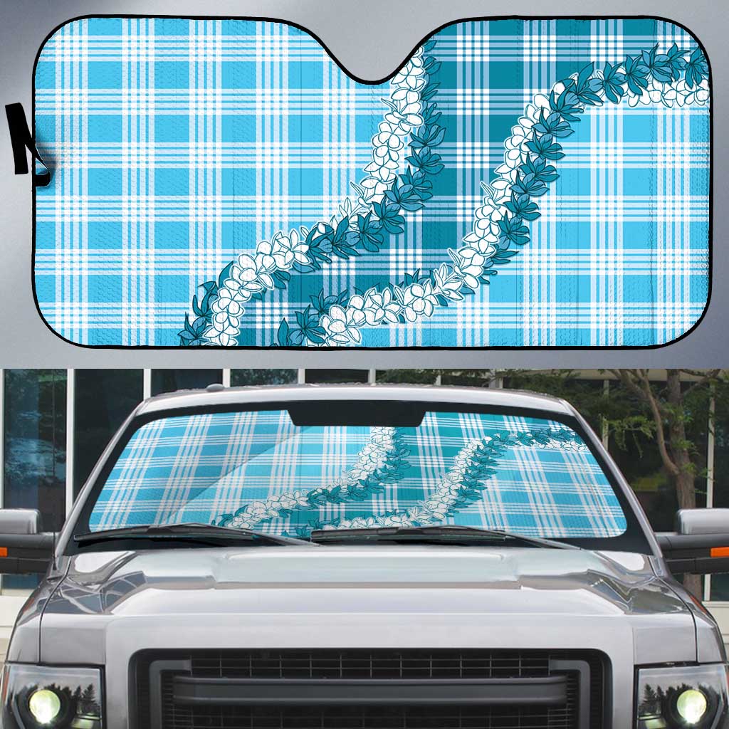 Blue Hawaii Palaka Auto Sun Shade Hawaiian Honohono Lei LT05 Blue - Polynesian Pride