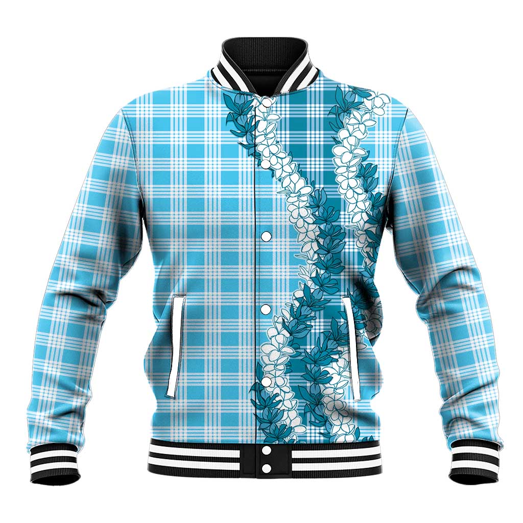 Blue Hawaii Palaka Baseball Jacket Hawaiian Honohono Lei LT05 Unisex Blue - Polynesian Pride