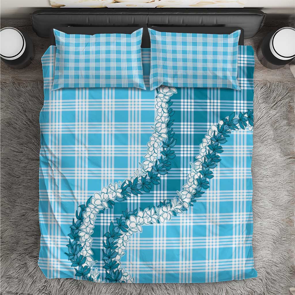 Blue Hawaii Palaka Bedding Set Hawaiian Honohono Lei LT05 Blue - Polynesian Pride