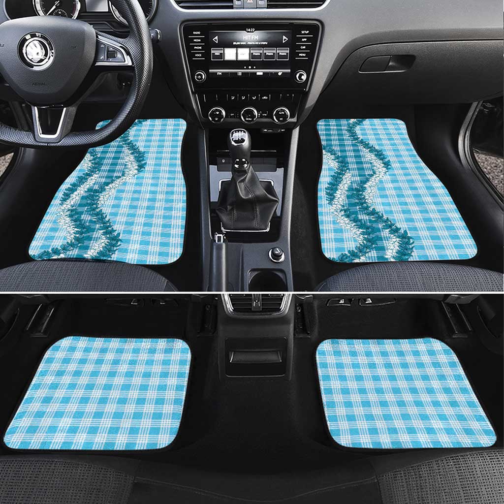 Blue Hawaii Palaka Car Mats Hawaiian Honohono Lei LT05 Set 4pcs Blue - Polynesian Pride