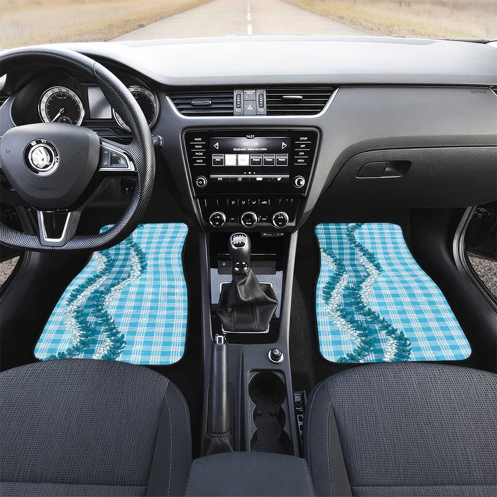 Blue Hawaii Palaka Car Mats Hawaiian Honohono Lei LT05 Set 2pcs - Front Blue - Polynesian Pride