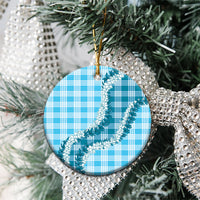Blue Hawaii Palaka Ceramic Ornament Hawaiian Honohono Lei