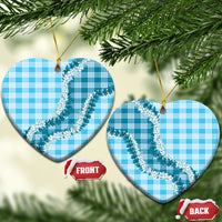 Blue Hawaii Palaka Ceramic Ornament Hawaiian Honohono Lei