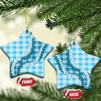 Blue Hawaii Palaka Ceramic Ornament Hawaiian Honohono Lei