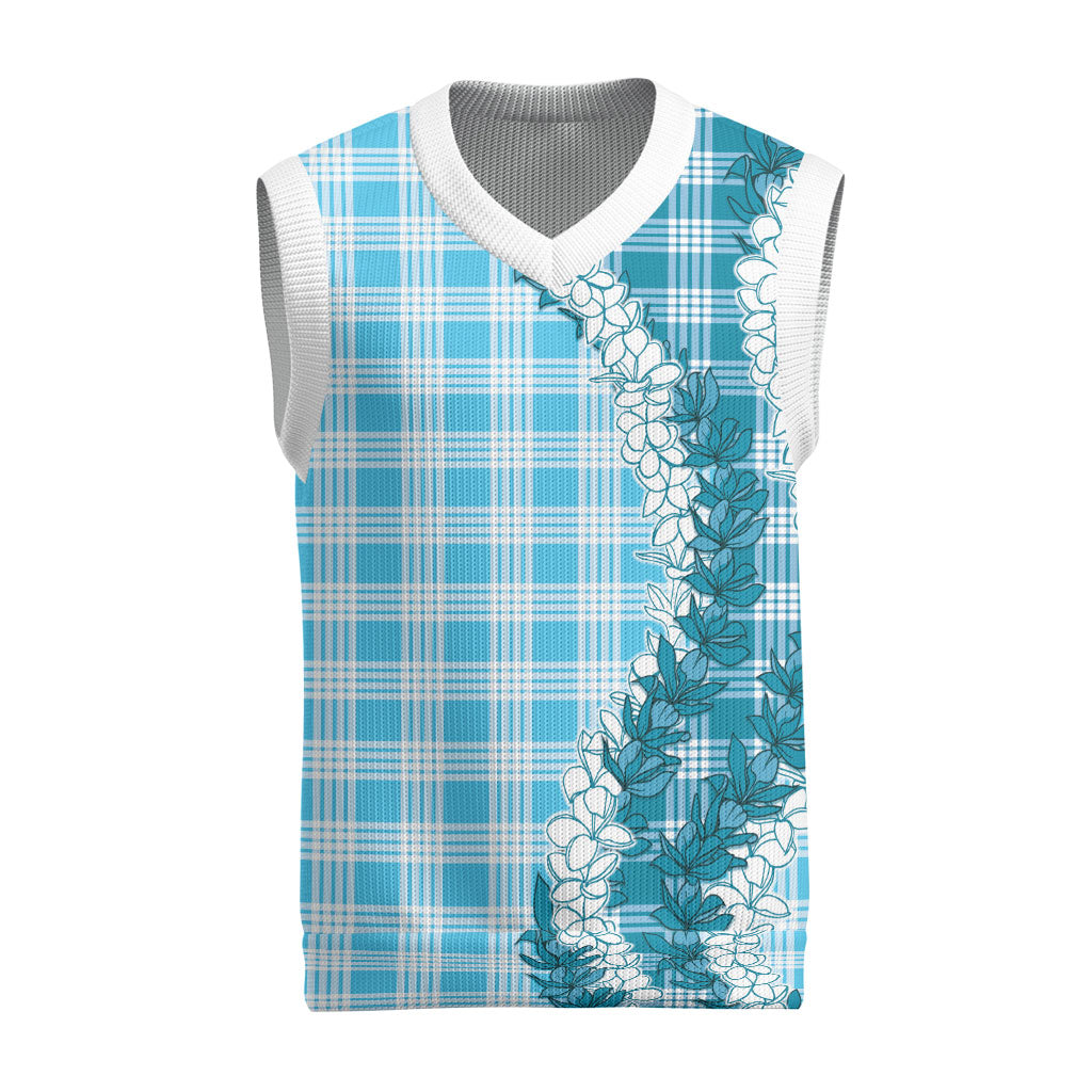 Blue Hawaii Palaka Christmas Knitted V-Neck Vest Hawaiian Honohono Lei LT05 Blue - Polynesian Pride