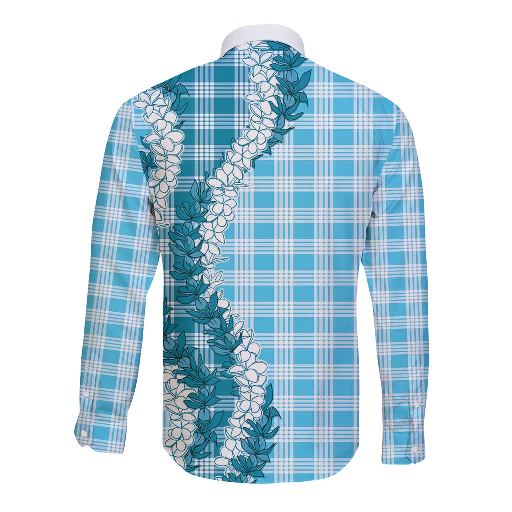 Blue Hawaii Palaka Long Sleeve Button Shirt Hawaiian Honohono Lei LT05 - Polynesian Pride