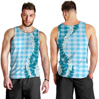 Blue Hawaii Palaka Men Tank Top Hawaiian Honohono Lei LT05 - Polynesian Pride