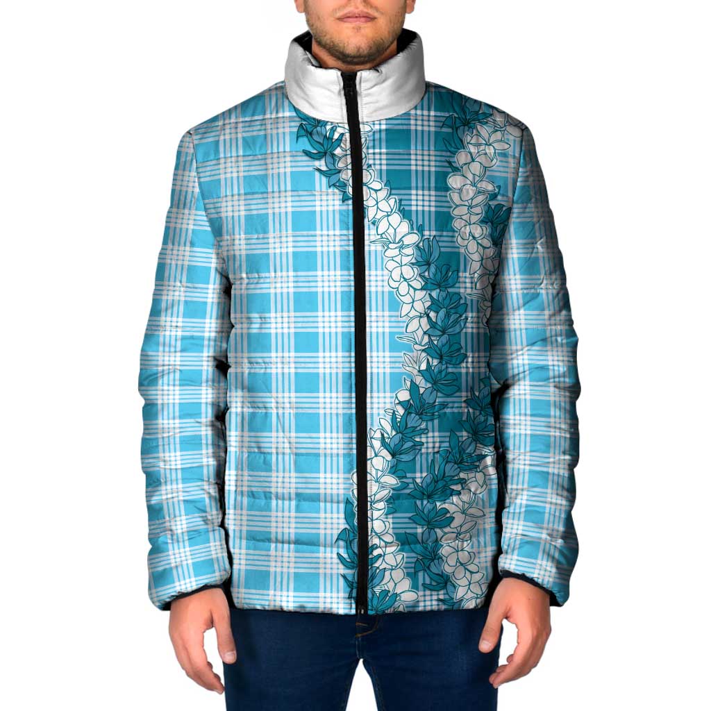 Blue Hawaii Palaka Padded Jacket Hawaiian Honohono Lei LT05 Men Blue - Polynesian Pride