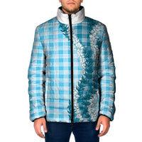 Blue Hawaii Palaka Padded Jacket Hawaiian Honohono Lei LT05 Men Blue - Polynesian Pride